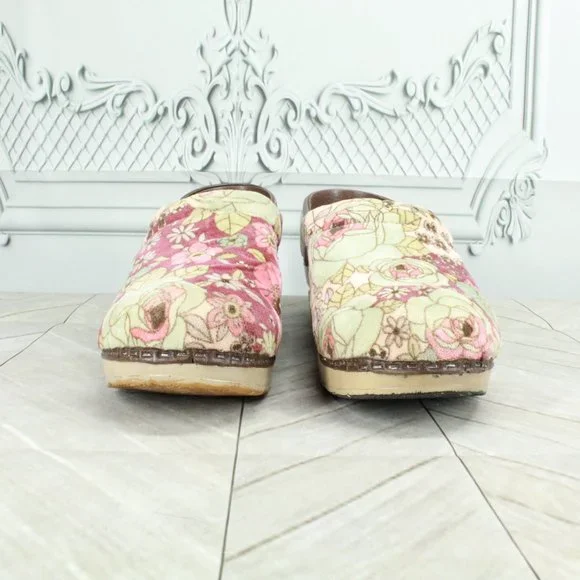 SANITA Danish Design Vegan Multicolor Floral Slip On Clogs Size 38 / 8 - Picture 4 of 9